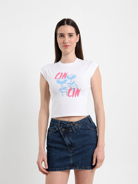 Glass Print Cap Sleeve Tee