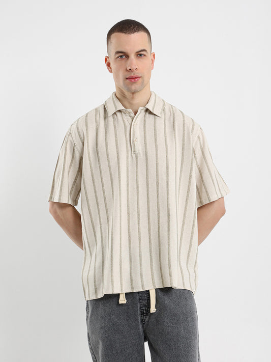 Boxy Fit Striped Polo Shirt