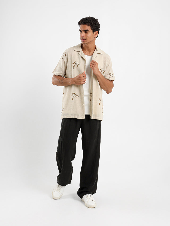 Camp Collar Embroidered Shirt