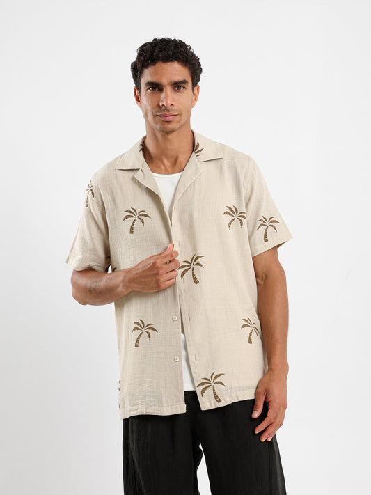 Camp Collar Embroidered Shirt