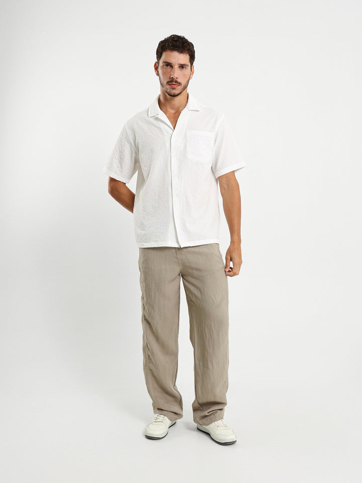 Seersucker Grid Camp Collar Shirt