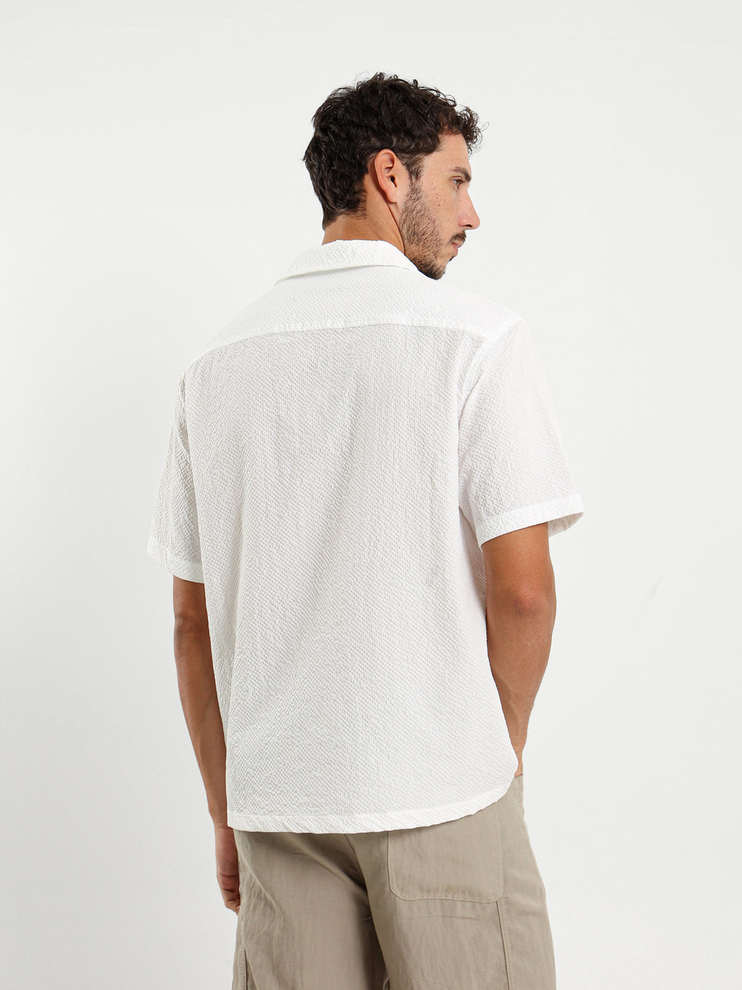 Seersucker Grid Camp Collar Shirt