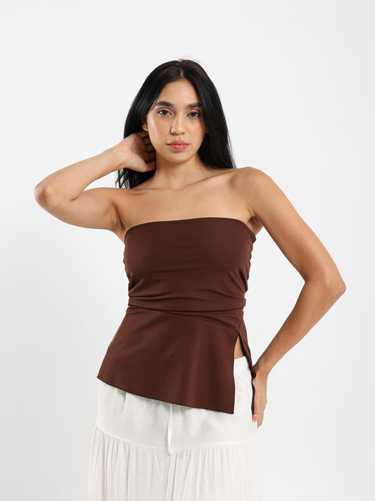 Asymmetric Hem Bandeau Top