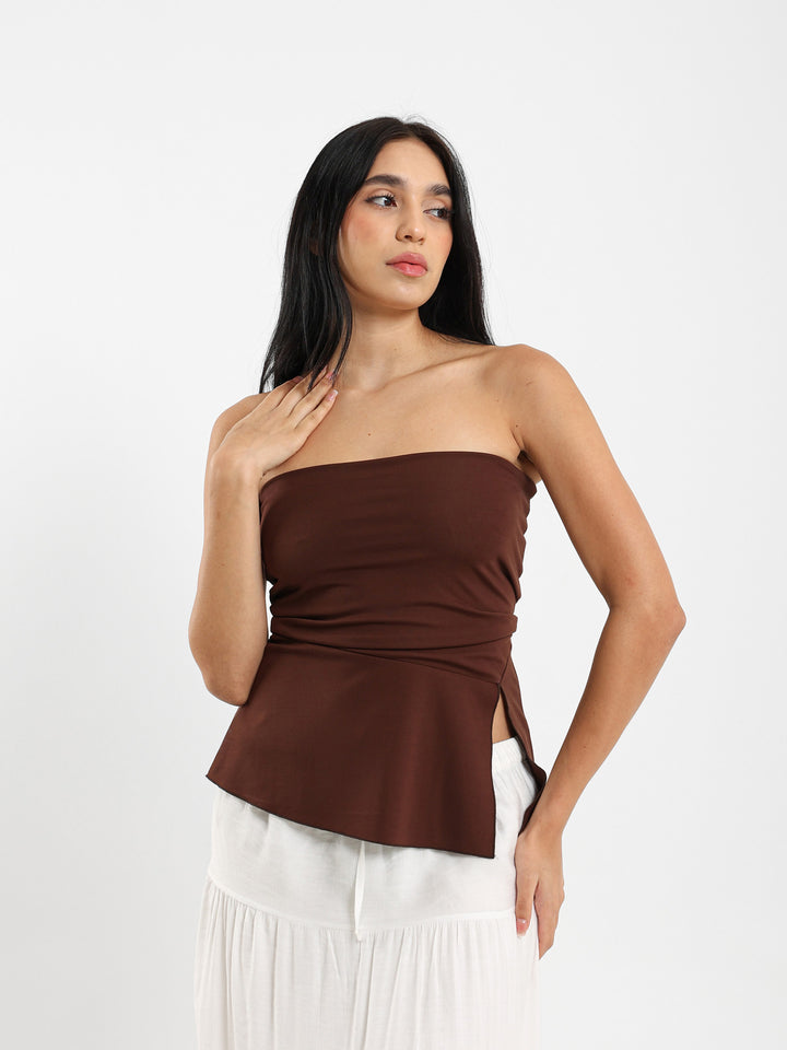 Asymmetric Hem Bandeau Top