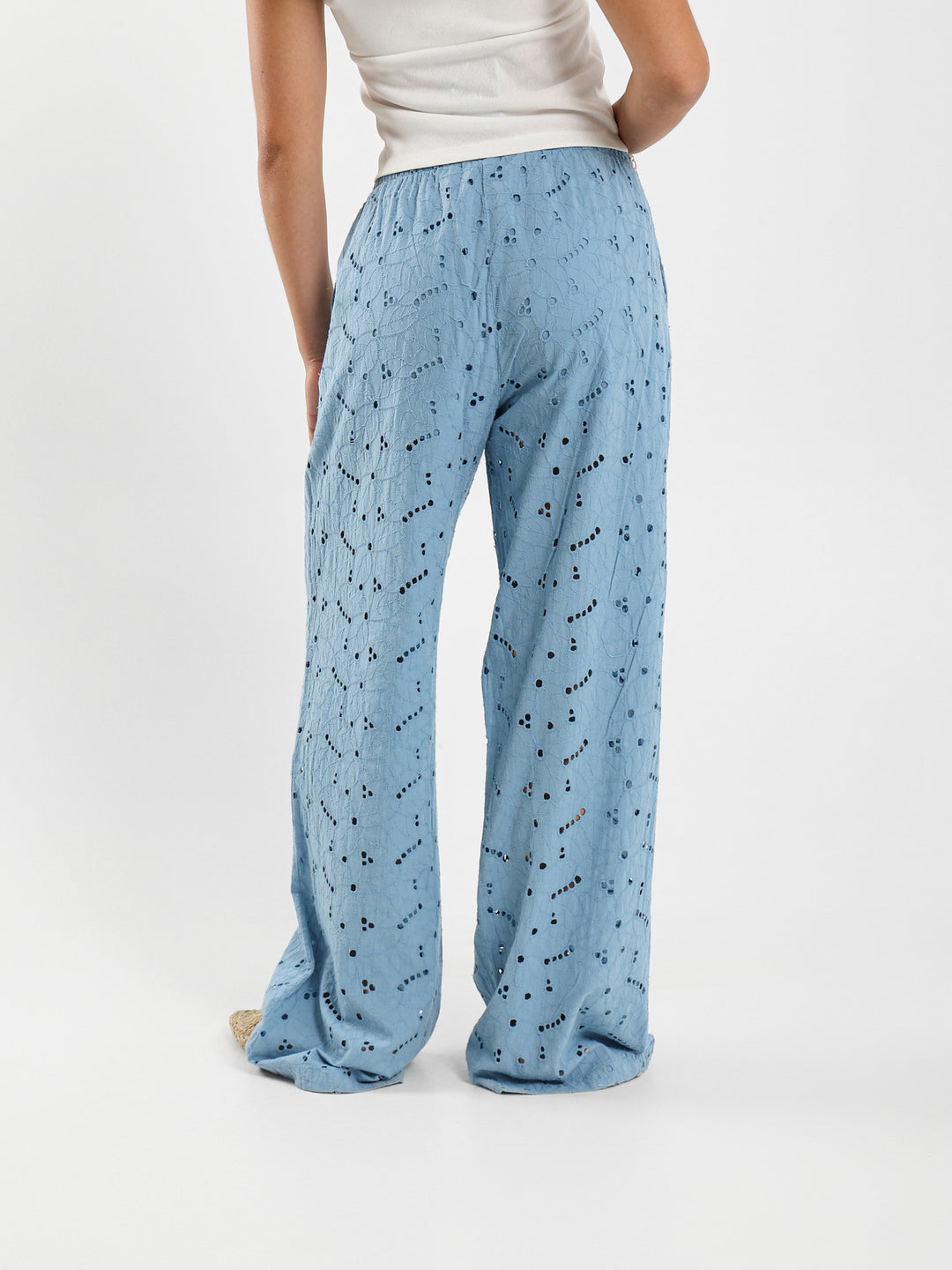 Wide Leg Perforated Pants