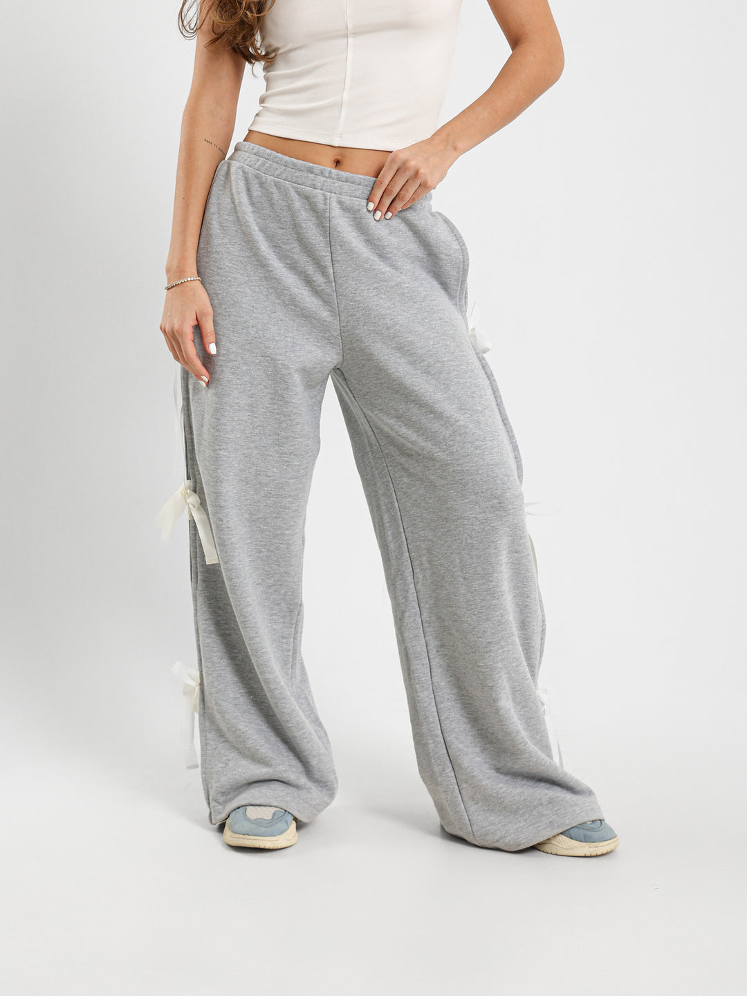 Wide Leg Sweatpants With Side Ties