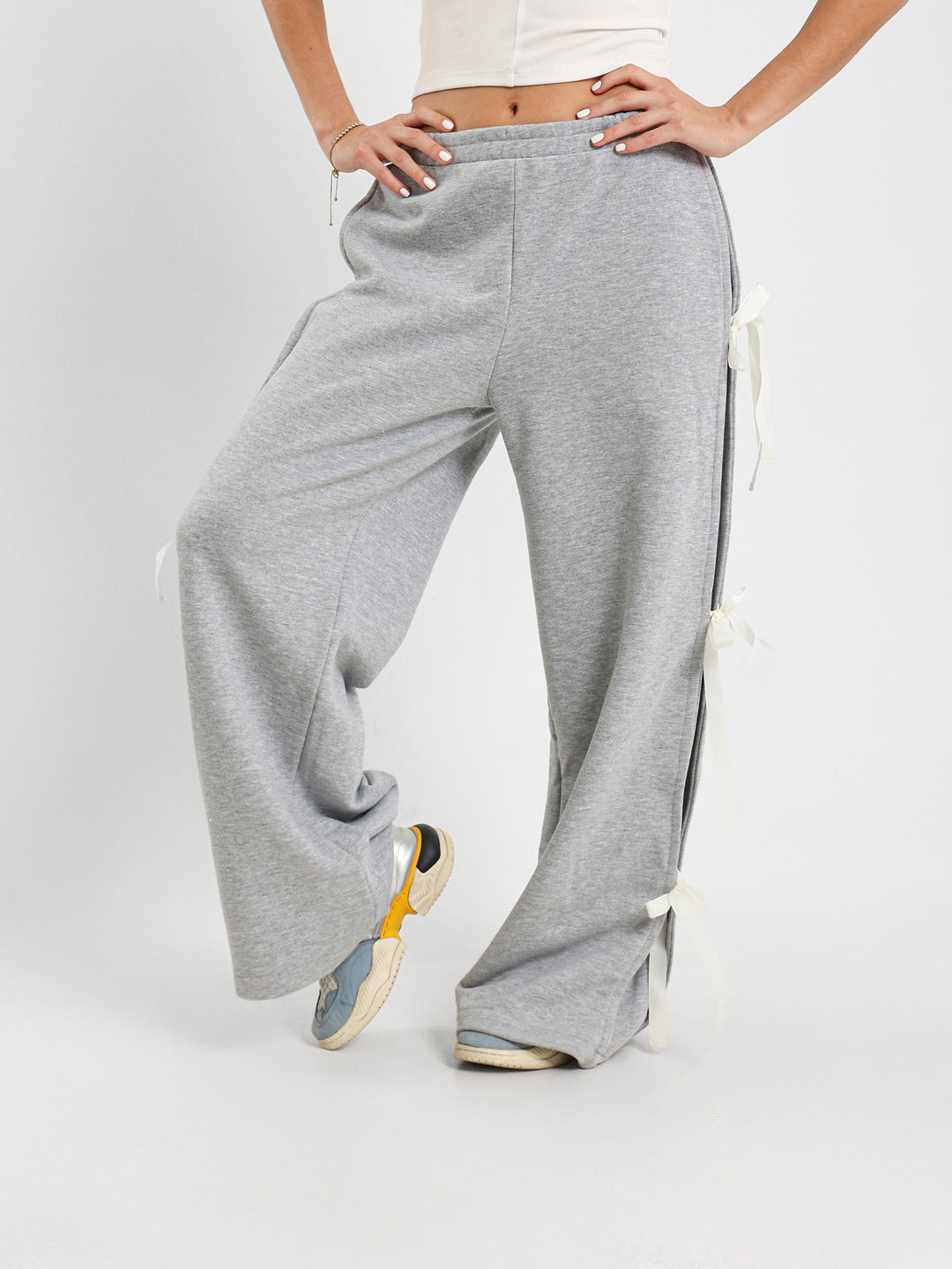 Wide Leg Sweatpants With Side Ties