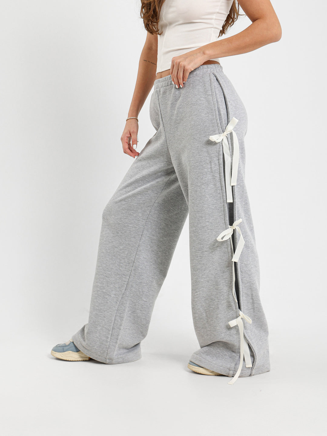 Wide Leg Sweatpants With Side Ties