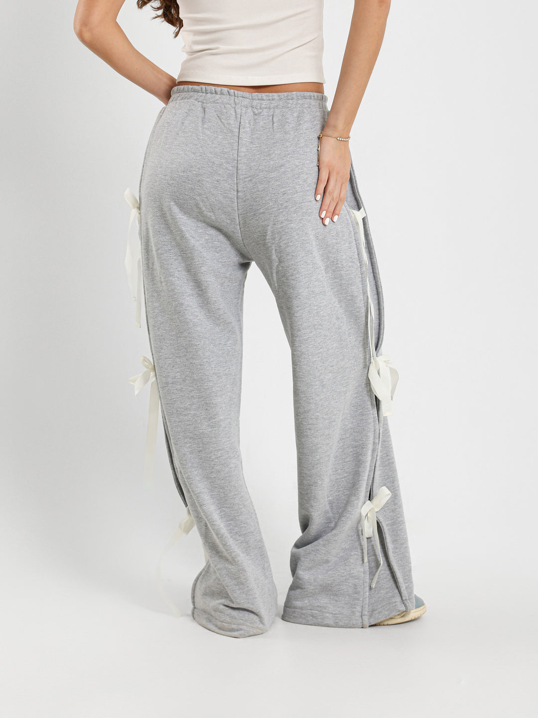 Wide Leg Sweatpants With Side Ties