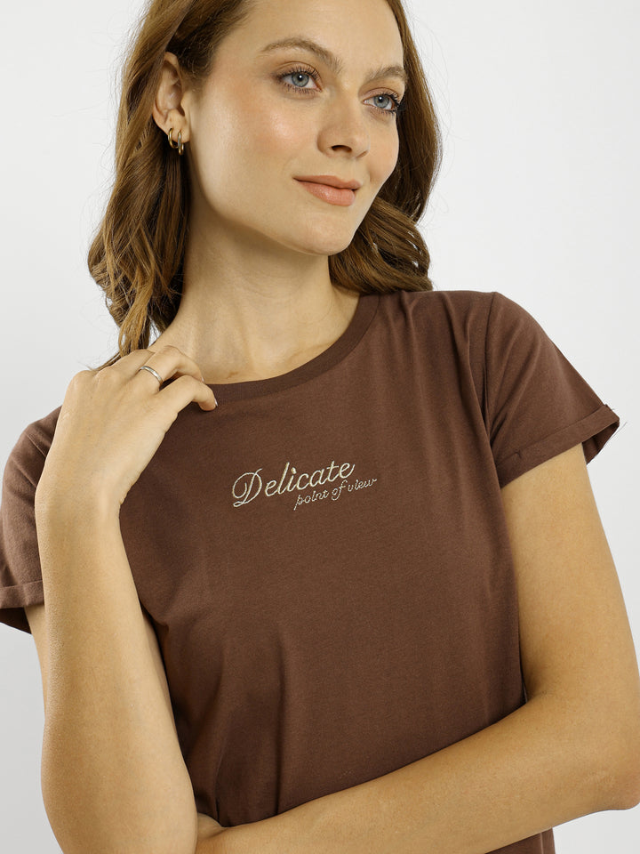 Delicate Point of View Print T-Shirt