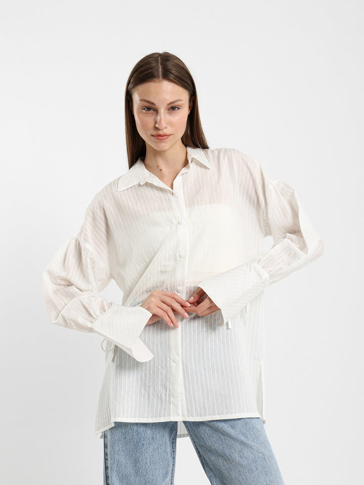 Oversized Striped Shirt with Cuffs