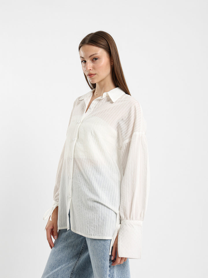 Oversized Striped Shirt with Cuffs