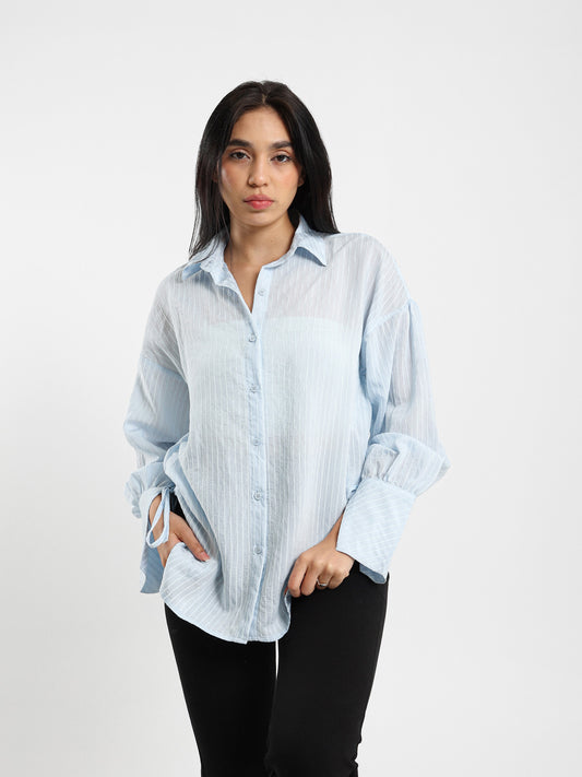 Oversized Striped Shirt with Cuffs