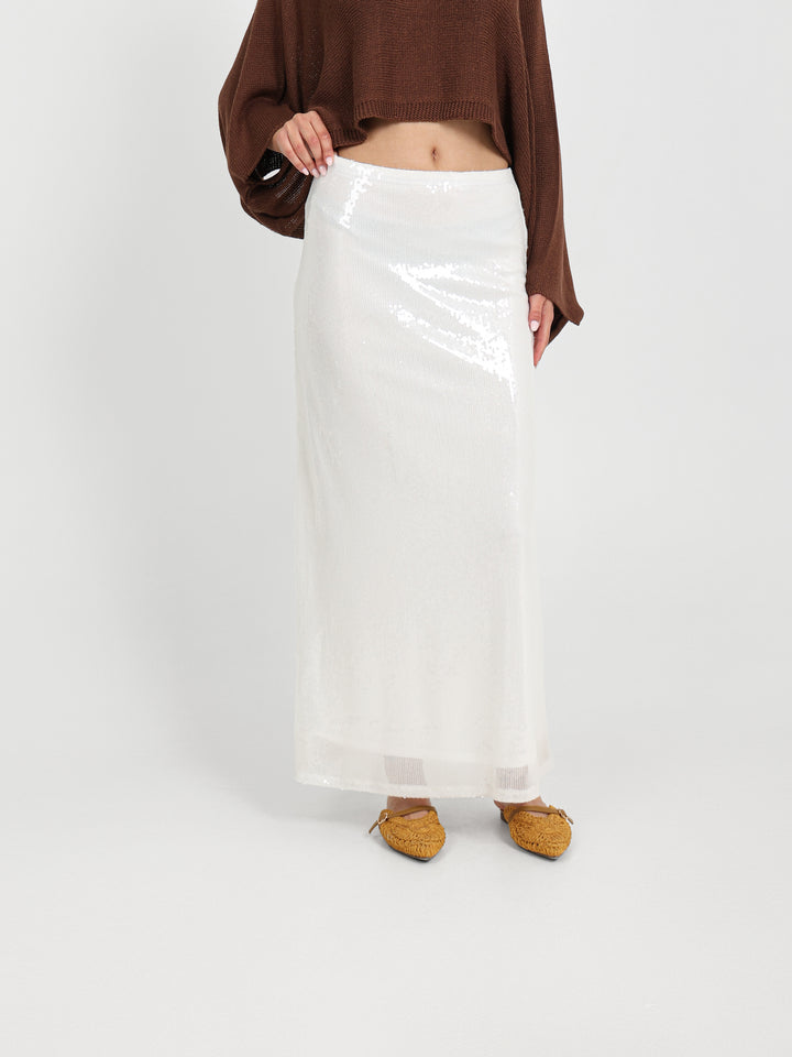 Low-Waist Sequin Maxi Skirt