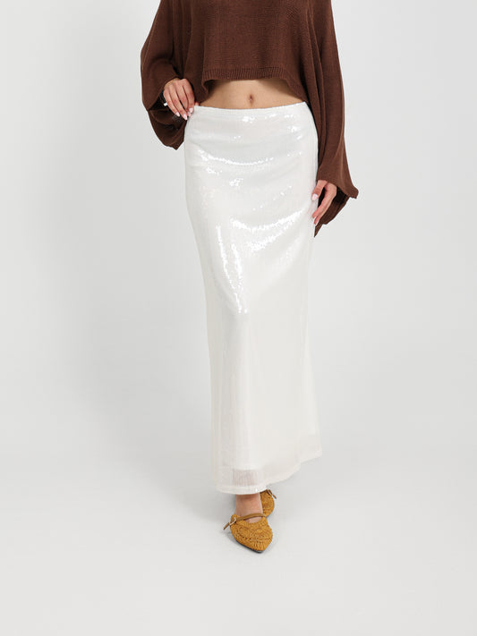 Low-Waist Sequin Maxi Skirt