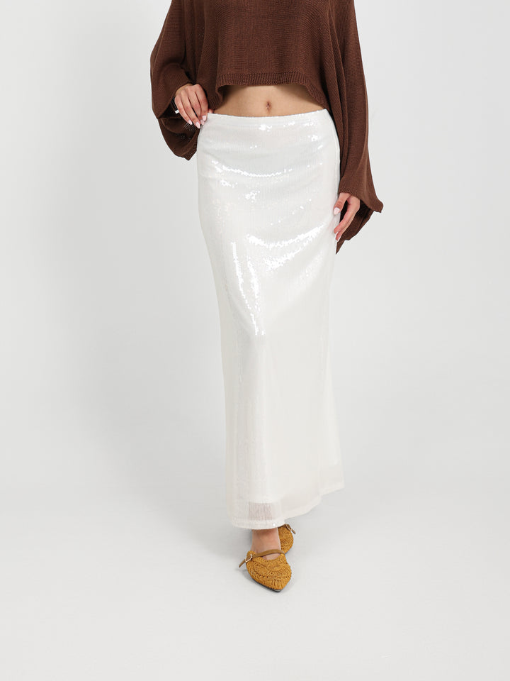 Low-Waist Sequin Maxi Skirt