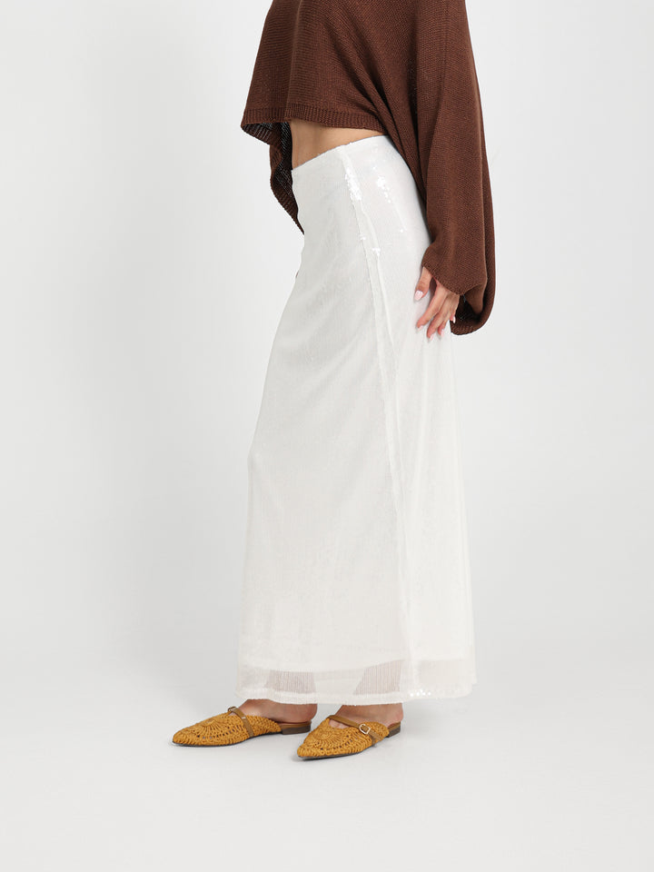 Low-Waist Sequin Maxi Skirt