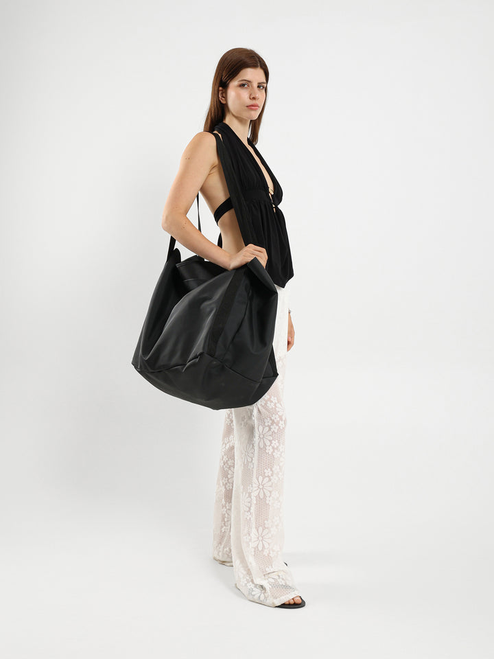 Deep Draped Neck Sleeveless Tie-Back Top