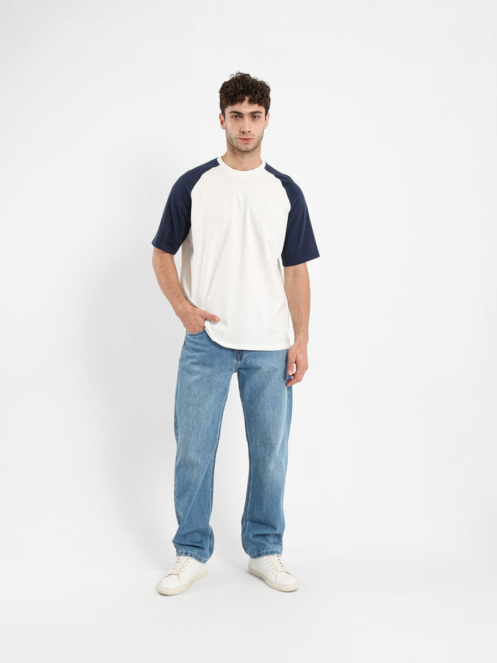 Oversized Raglan Contrast Sleeve T-Shirt