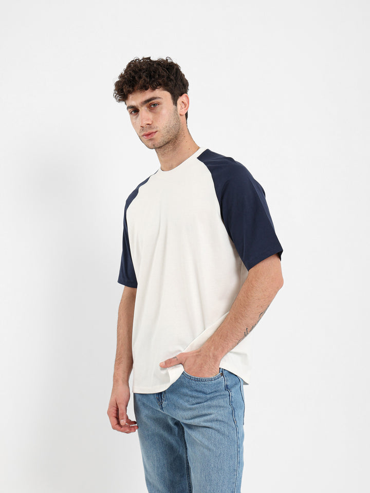 Oversized Raglan Contrast Sleeve T-Shirt