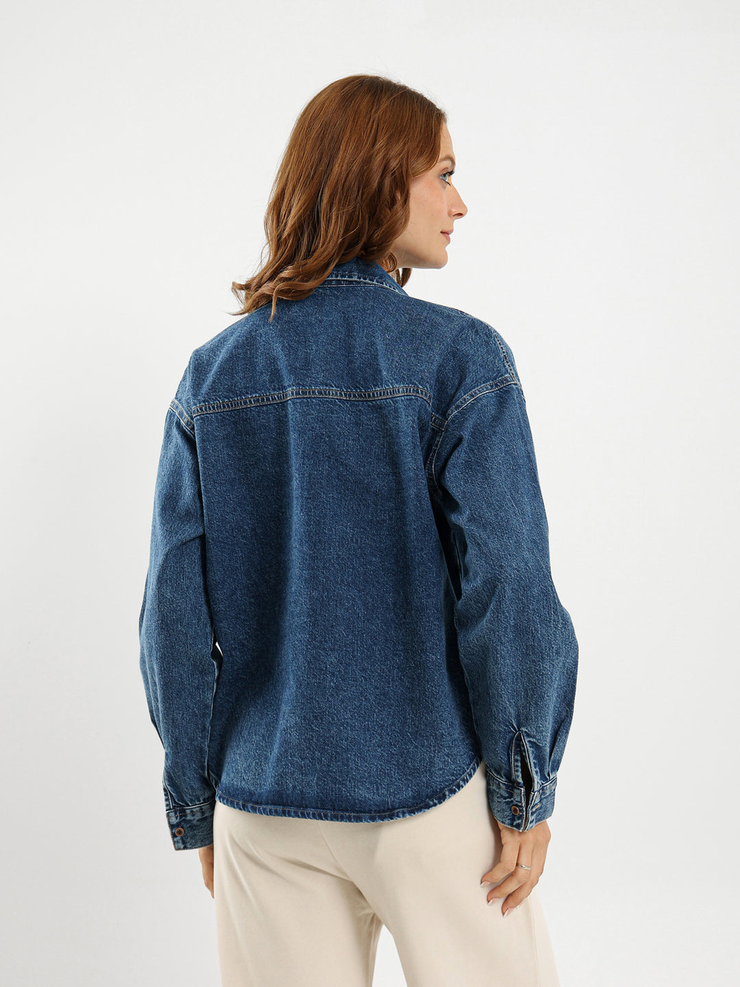 Loose Denim Shirt With Tie Detail