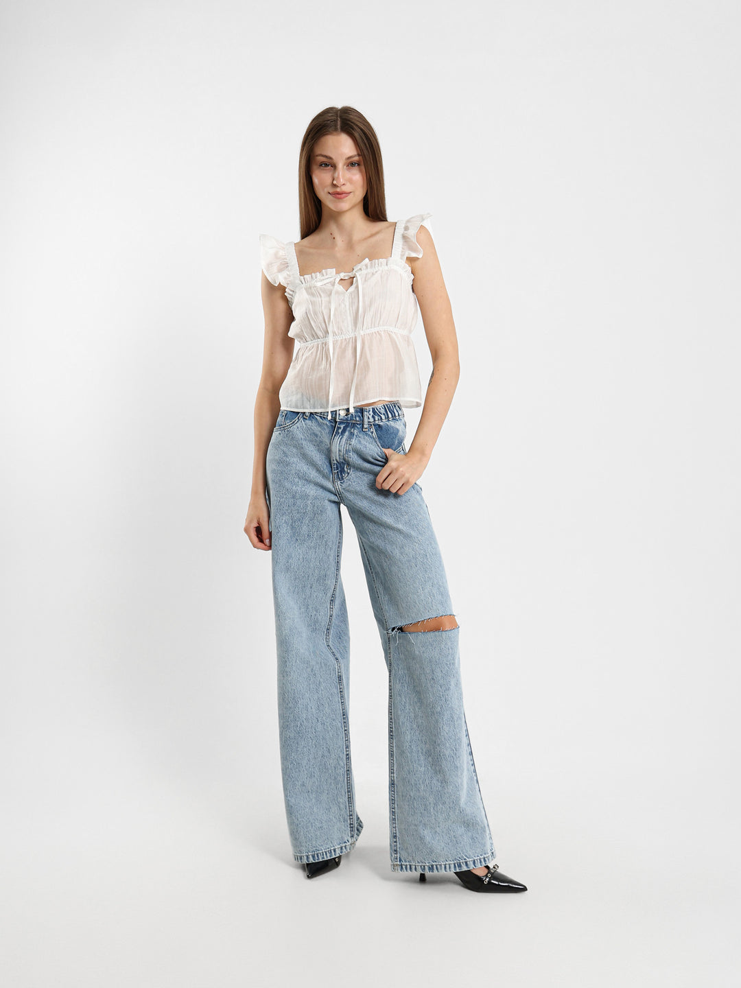 Flowing Top With Ruffles
