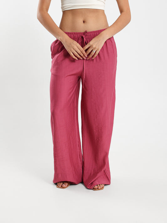 Crinkle Wide-Leg Pants