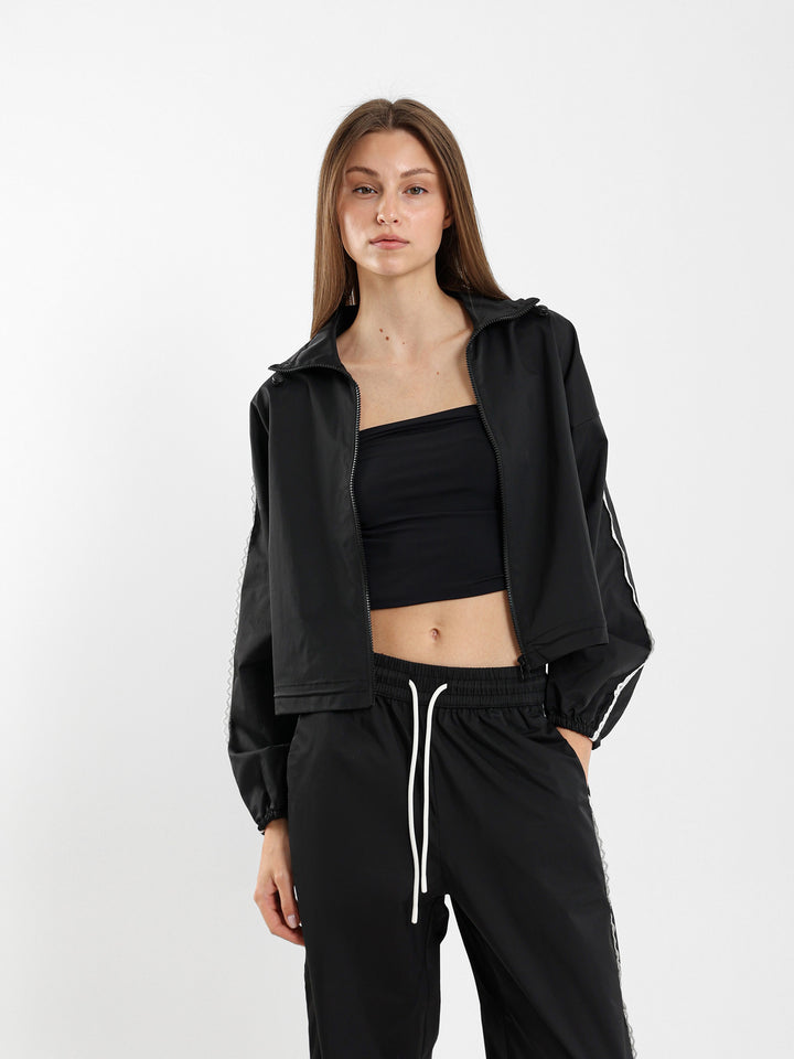 Zip-Up Jacket With Lace Insert