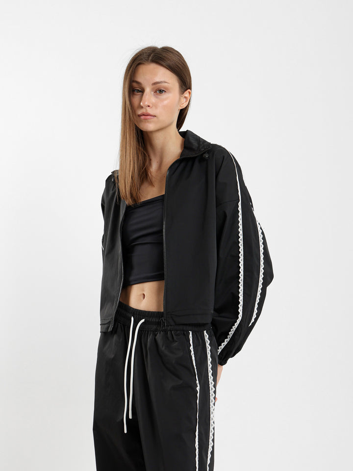 Zip-Up Jacket With Lace Insert