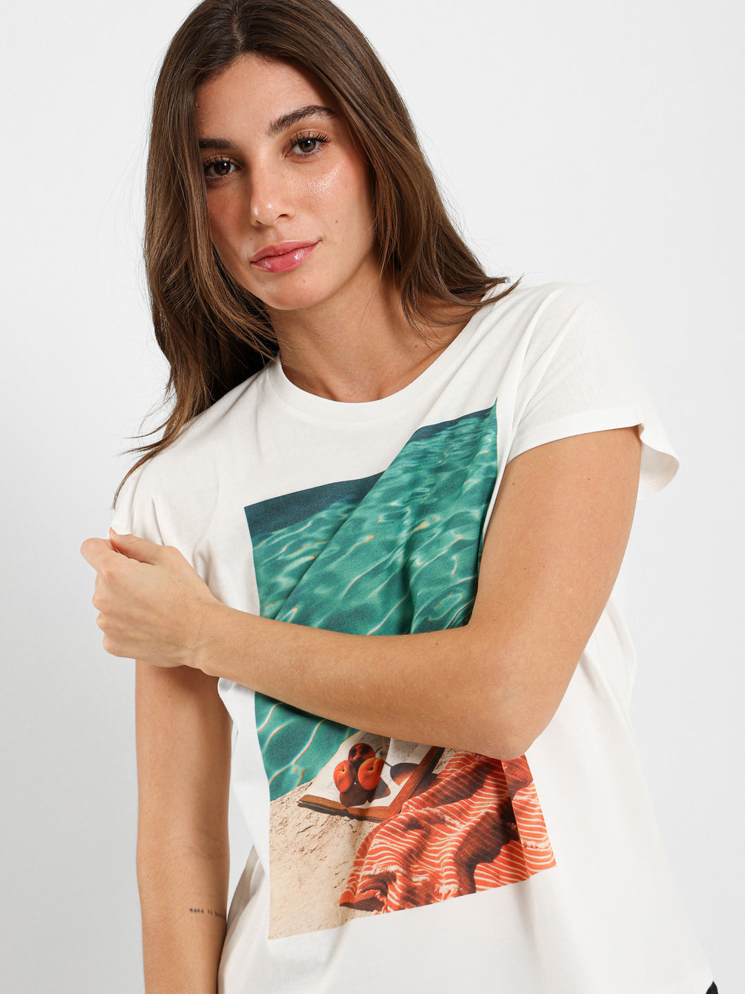 Pool Print Cape Sleeve T-Shirt