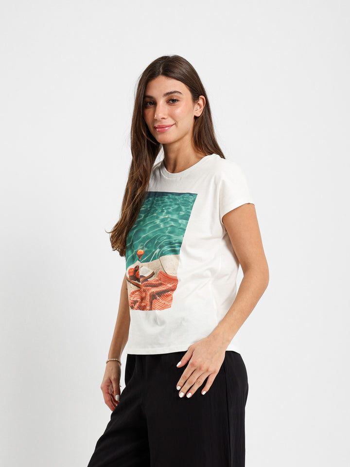 Pool Print Cape Sleeve T-Shirt