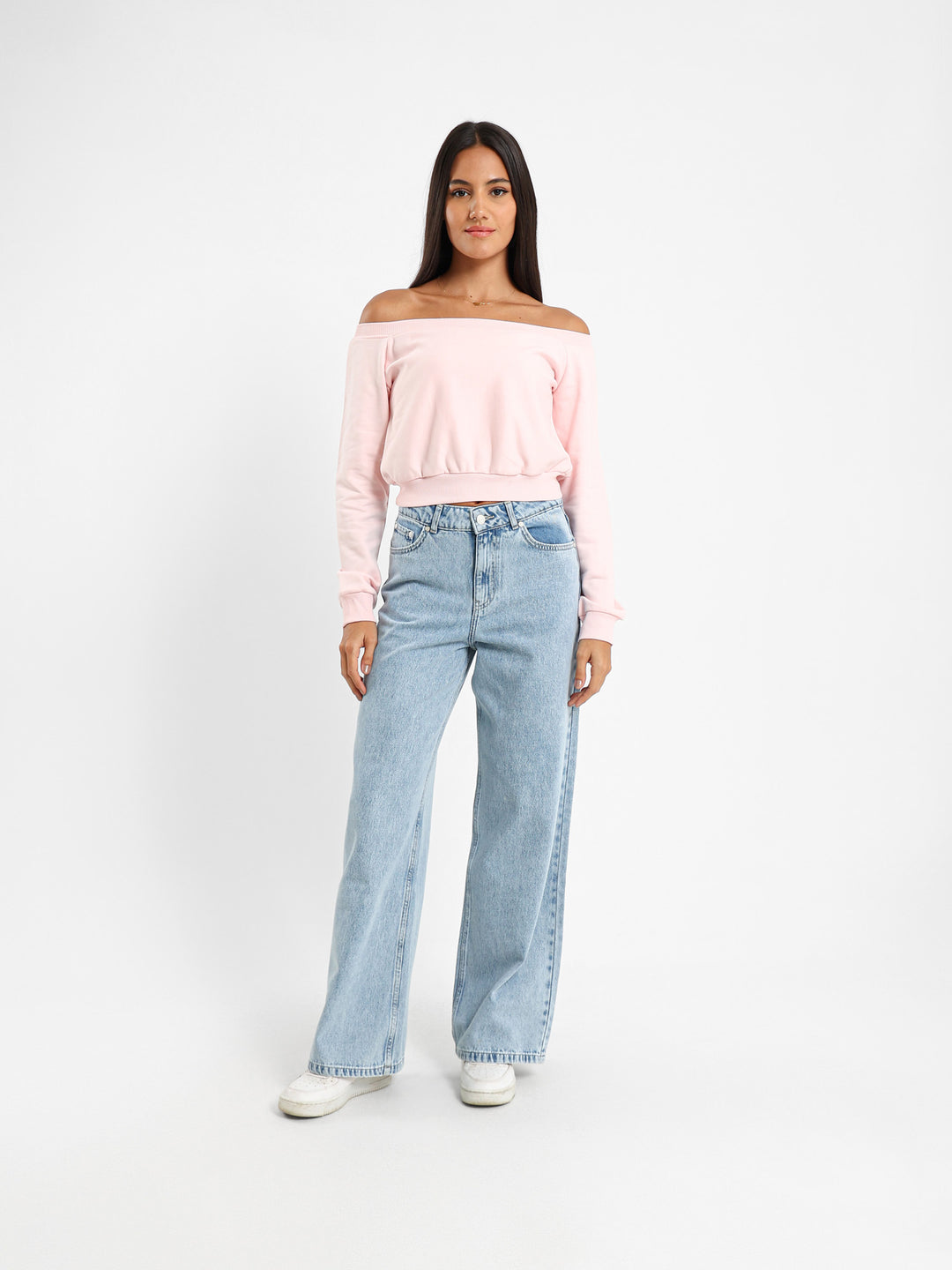 Off Shoulder Cropped Sweatshirt