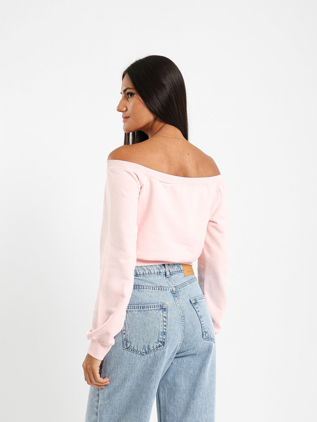 Off Shoulder Cropped Sweatshirt