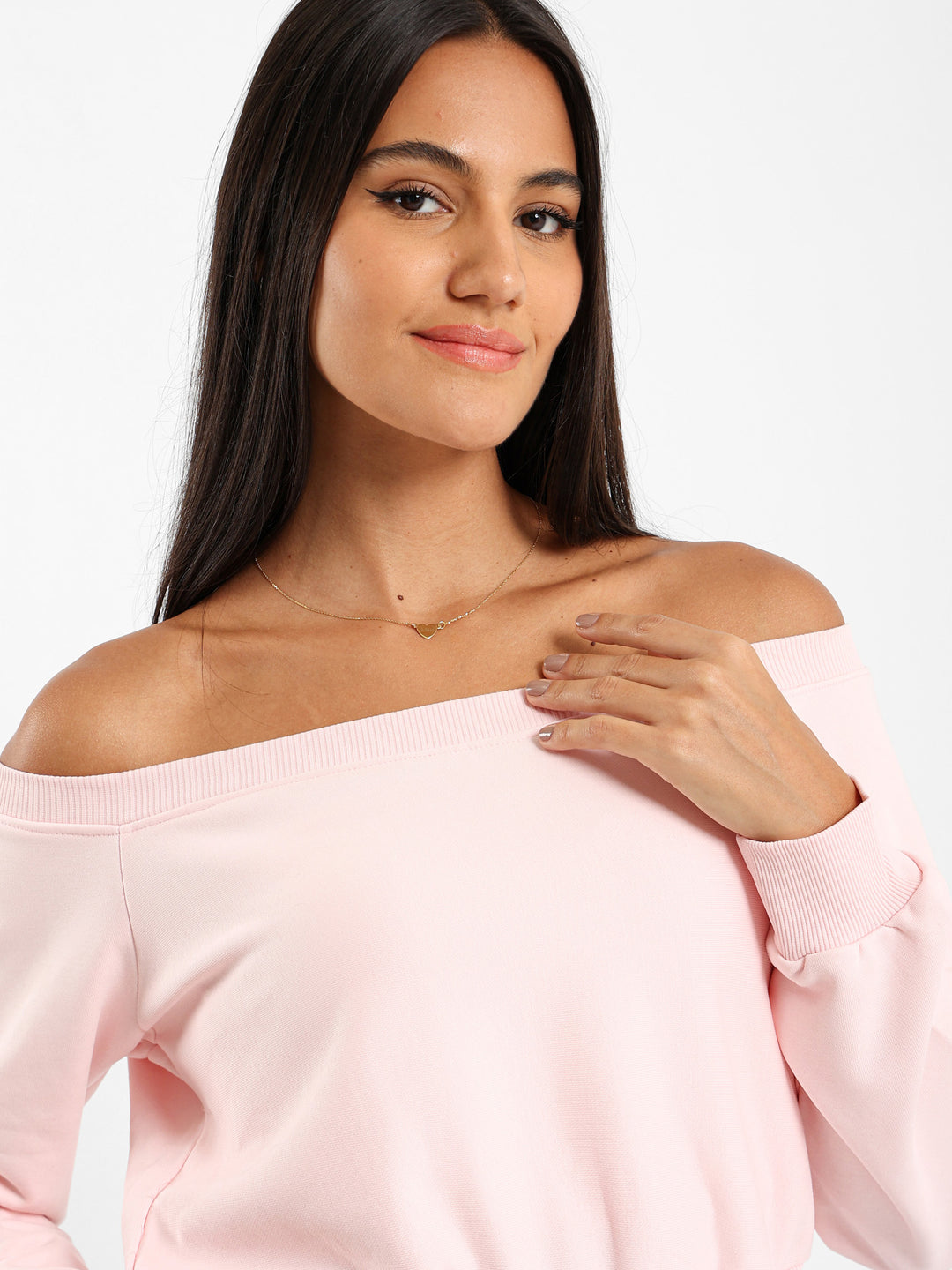 Off Shoulder Cropped Sweatshirt