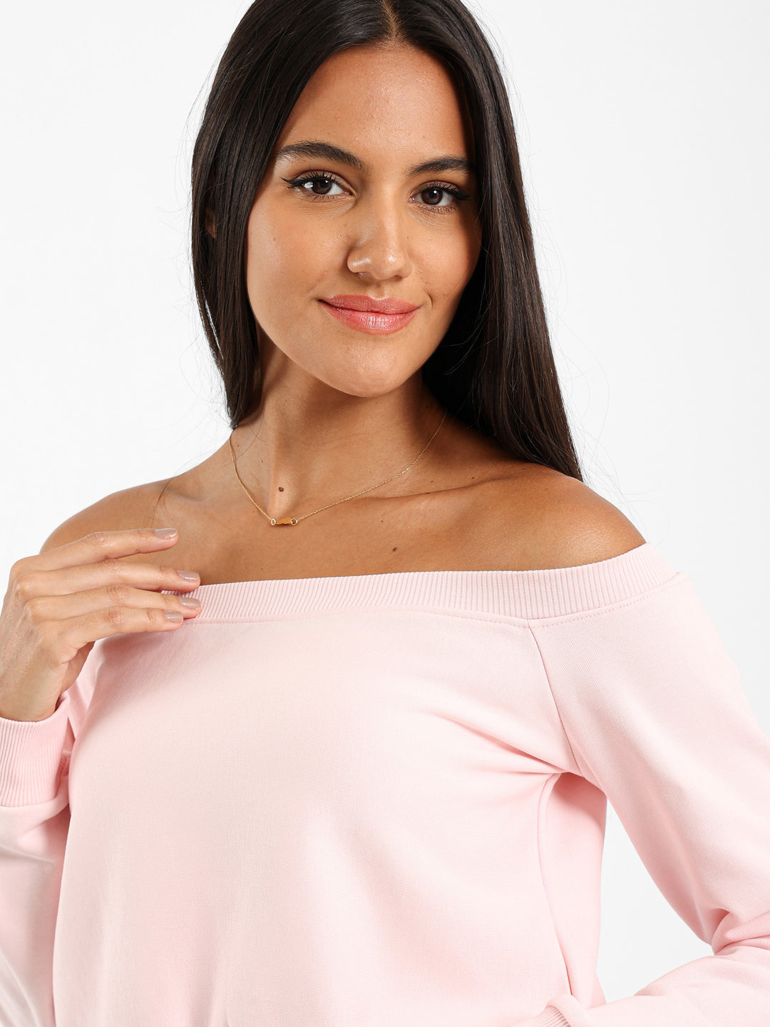 Off Shoulder Cropped Sweatshirt