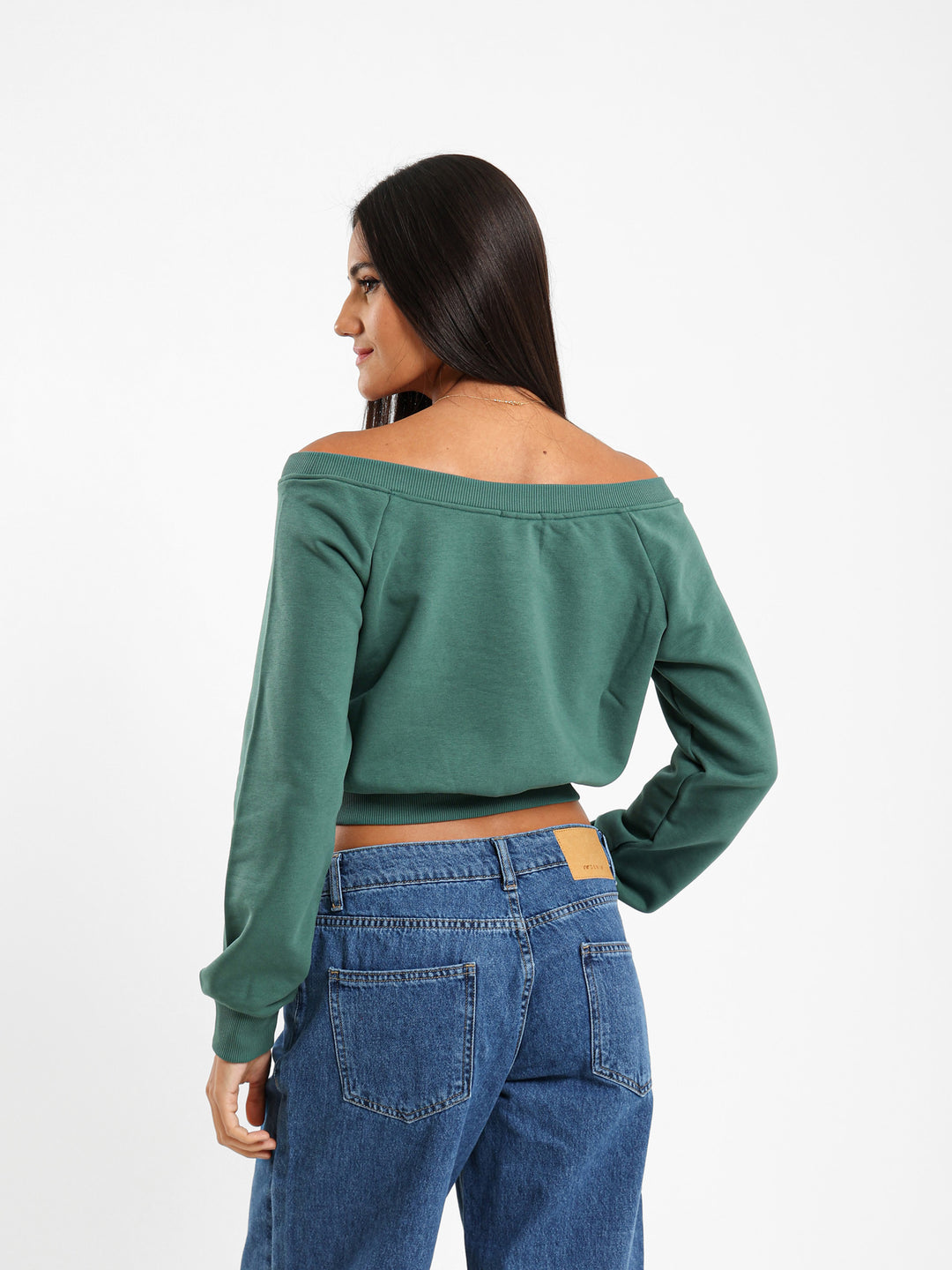 Off Shoulder Cropped Sweatshirt