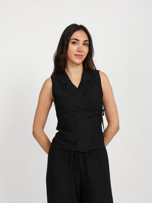 Notch Collar Sleeveless Vest