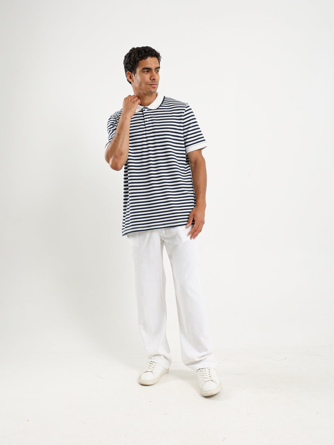 Striped Pique Polo Shirt