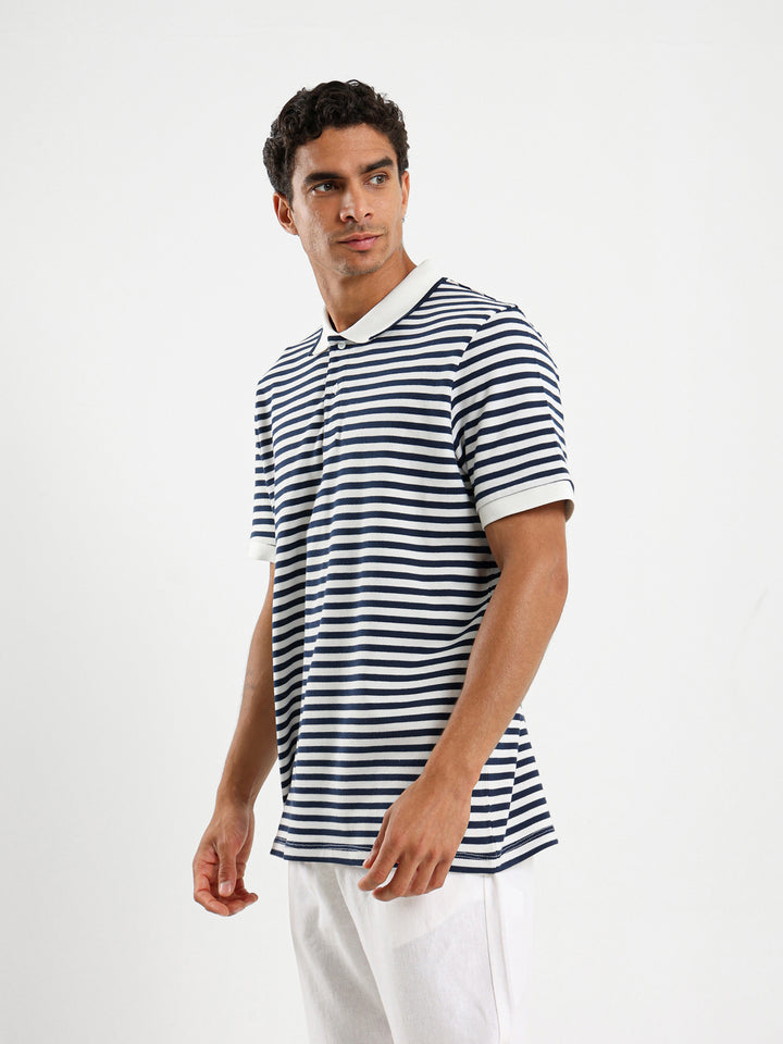 Striped Pique Polo Shirt