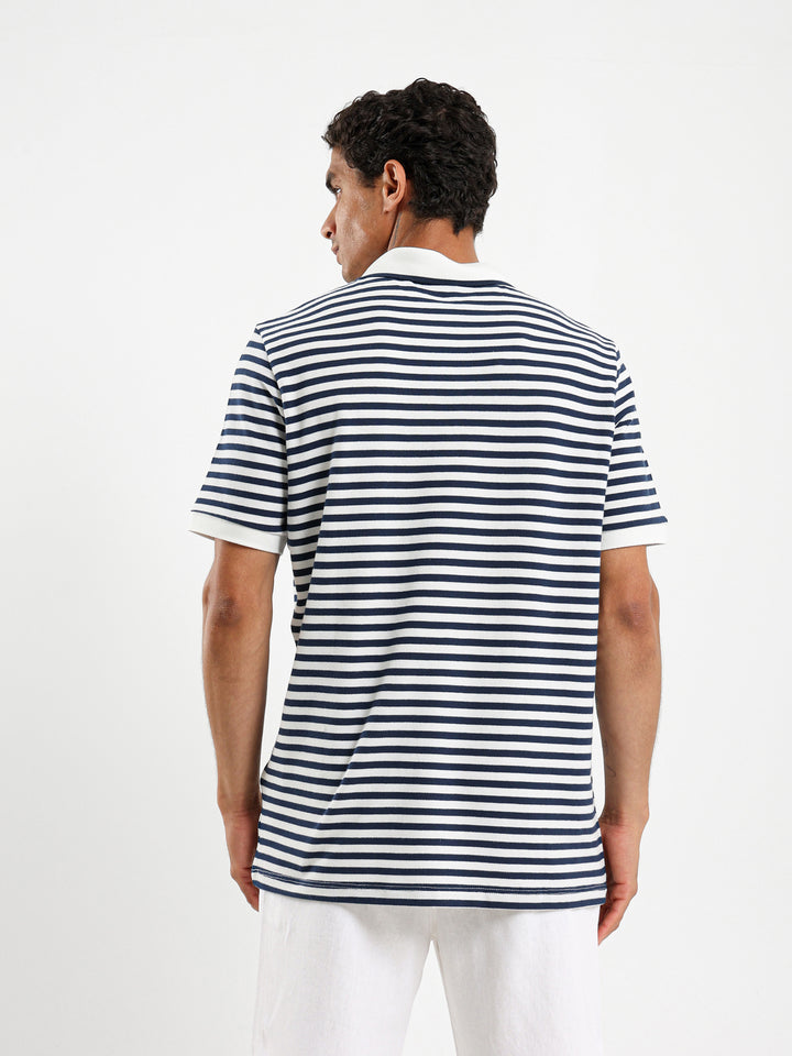 Striped Pique Polo Shirt