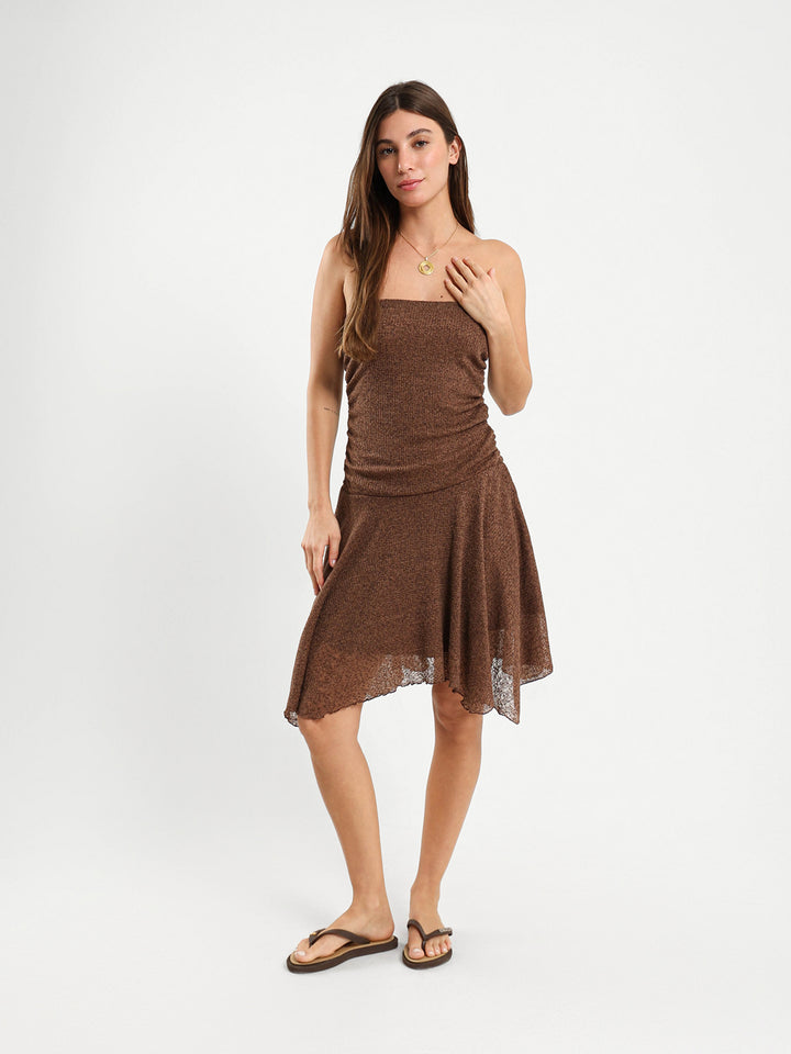 Strapless Asymmetrical Hem Mini Dress