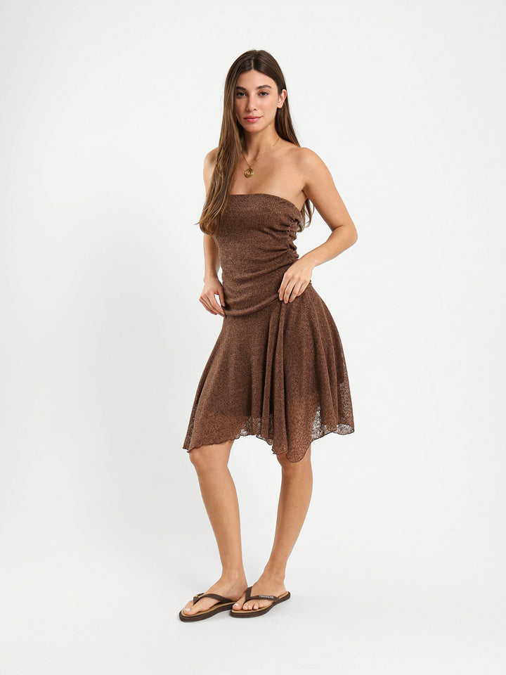 Strapless Asymmetrical Hem Mini Dress