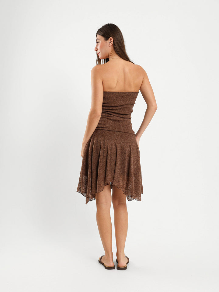 Strapless Asymmetrical Hem Mini Dress