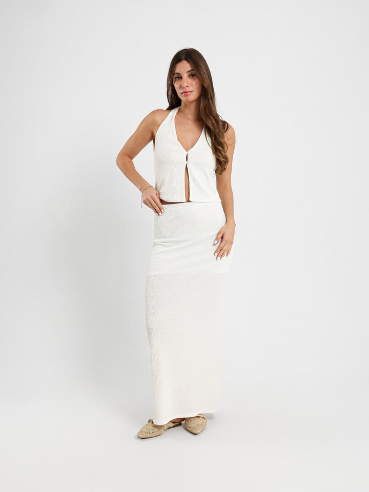 Textured Knitted U-Neck Top