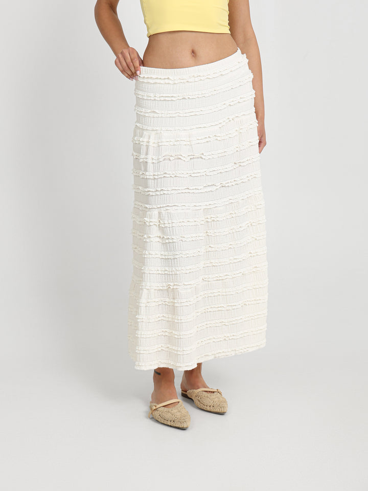 Midi Tiered Lace Skirt
