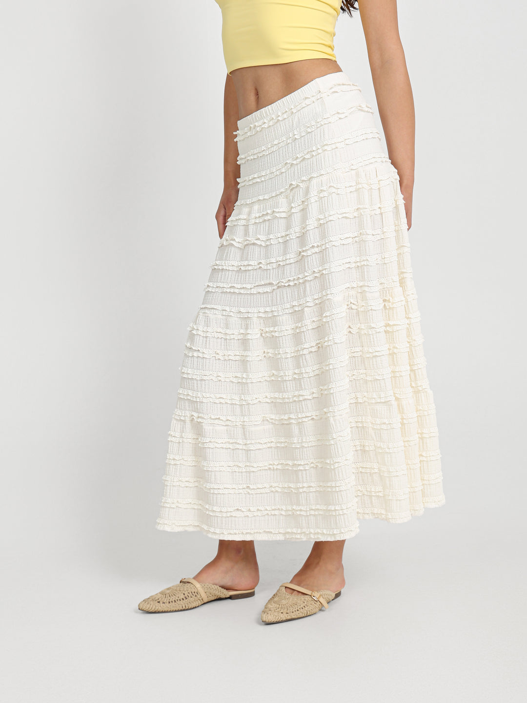 Midi Tiered Lace Skirt
