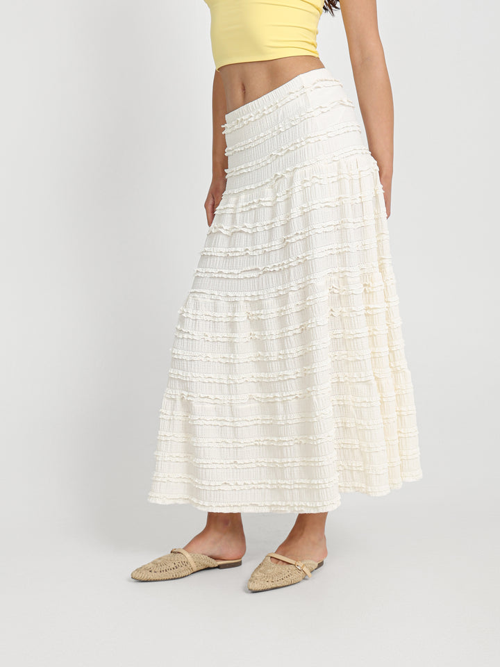 Midi Tiered Lace Skirt