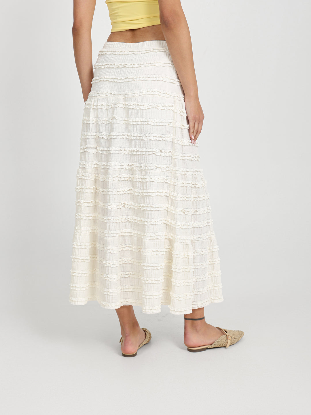 Midi Tiered Lace Skirt