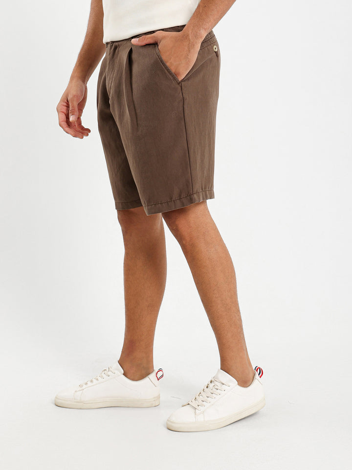 Relaxed Pleated Linen Shorts