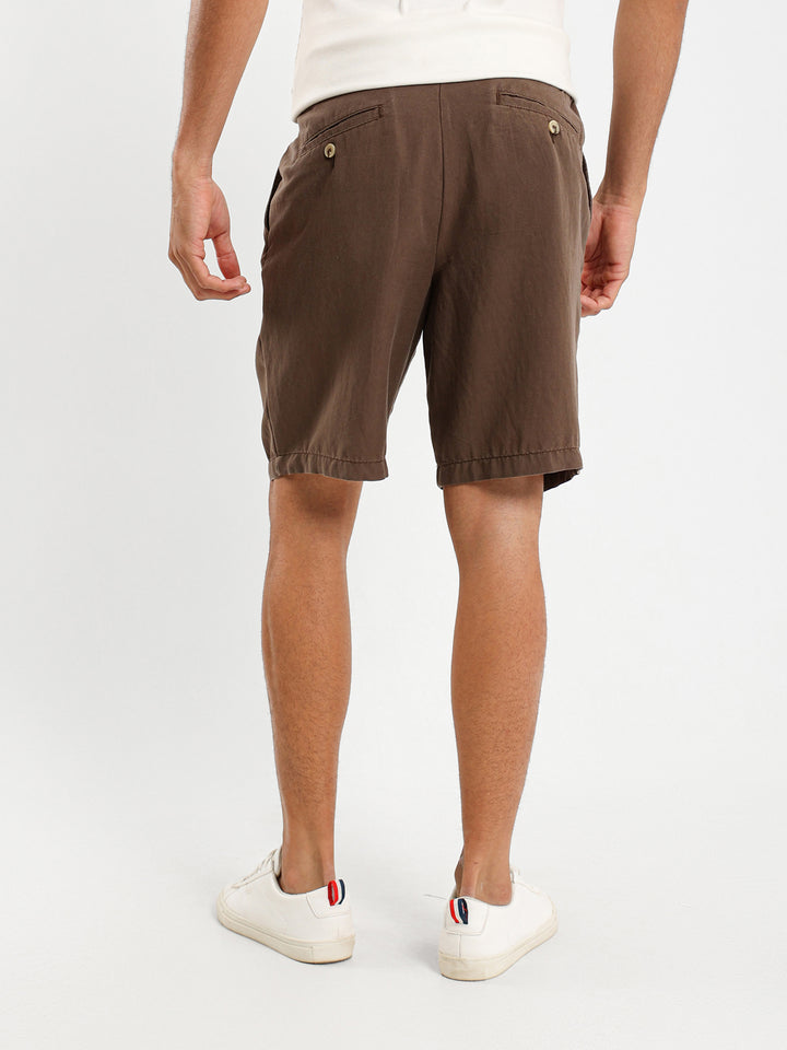 Relaxed Pleated Linen Shorts